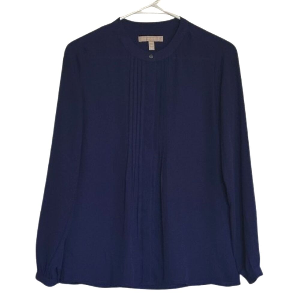 Banana Republic Sheer Hidden Button Front Top XS Office Career Business Pintuck